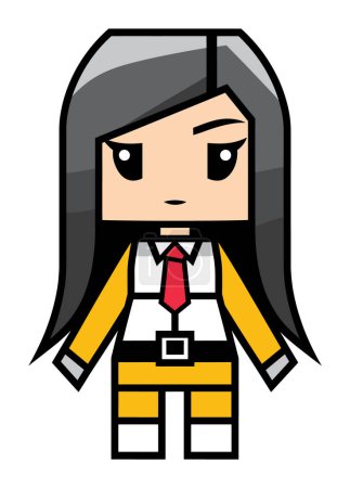 Weibliche Geschäftscharakter Anzug Krawatte. Zeichentrickunternehmerin mit ernstem Gesichtsausdruck. Professionelle Frau Avatar Vektor Illustration