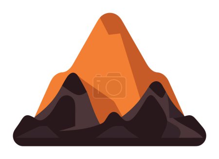 Sencillo paisaje de montaña pico naranja, diseño plano. Aventura al aire libre, geometría escena naturaleza vector ilustración