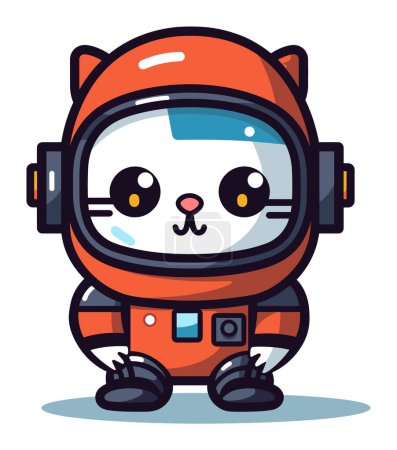 Nette Katze Astronaut Cartoon-Raumanzug. Feline Weltraumforscherin, entzückende Kitty-Figur. Zukunft, Exploration, Fantasievektorillustration