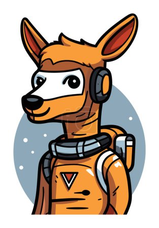 Ilustración de Canguro astronauta personaje traje espacial auriculares. Dibujos animados marsupial explorador cósmico vector ilustración - Imagen libre de derechos