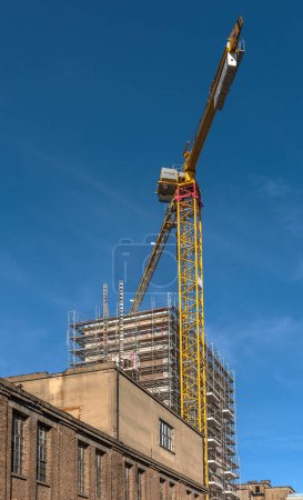 Photo for HATTERSHEIM AM MAIN, GERMANY-FEBRUARY 20, 2023: conversion and restoration of an old factory site into apartments - Royalty Free Image