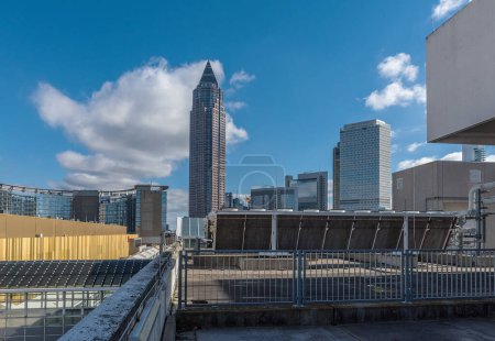 Photo for FRANKFURT AM MAIN, GERMANY-FEBRUARY 27, 2023: Exhibition center Frankfurt, overview of the outdoor area - Royalty Free Image