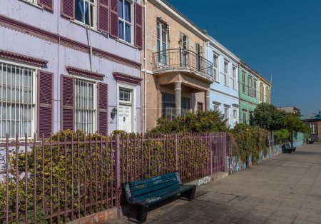 Photo for Colored buildings of the UNESCO World Heritage city of Valparaiso, Chile - Royalty Free Image