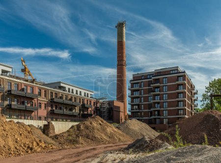 Photo for HATTERSHEIM AM MAIN, GERMANY-MAI 06, 2023: Conversion of an old paper mill into new modern lofts and apartments, Hattersheim, Germany - Royalty Free Image