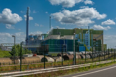 Photo for Industrial waste incinerator in an industrial park Frankfurt-Hoechst - Royalty Free Image