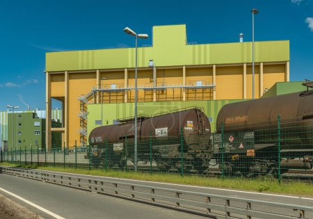 Photo for Industrial waste incinerator in an industrial park Frankfurt-Hoechst - Royalty Free Image
