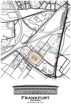 Ilustración de Mapa del estadio de fútbol en Frankfurt am Main, Alemania - Imagen libre de derechos