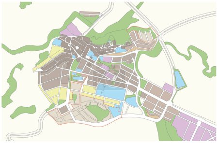 Ilustración de Mapa de uso del suelo altamente detallado de color ficticio - Imagen libre de derechos