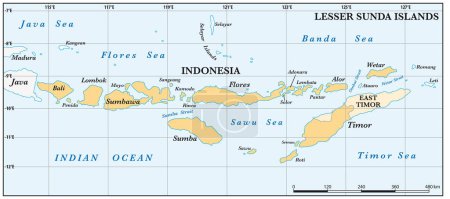 Ilustración de Mapa de las Islas Menores de la Sonda en el Archipiélago Malayo - Imagen libre de derechos