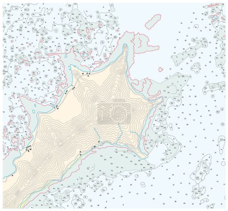 Illustration for Fictional detailed vector Nautical chart of an ocean - Royalty Free Image