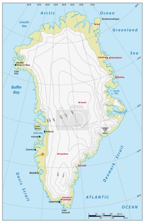 Téléchargez les illustrations : Carte vectorielle de l'État autonome du Groenland - en licence libre de droit