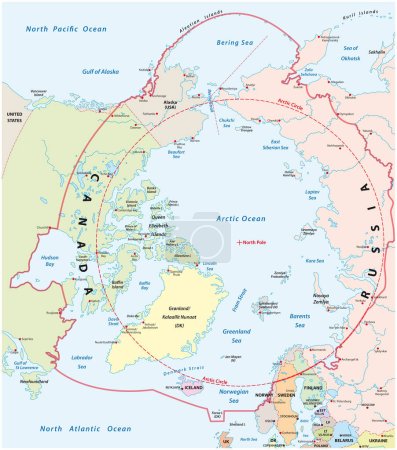 Ilustración de Vector map of the arctic and polar region - Imagen libre de derechos