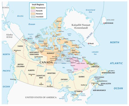 Téléchargez les illustrations : Vector map of Inuit communities in northern Canada - en licence libre de droit
