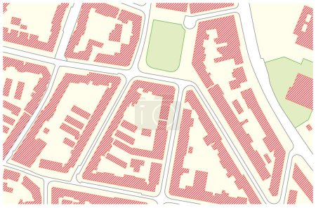 Ilustración de Mapa catastral vectorial imaginario con edificios y calles - Imagen libre de derechos
