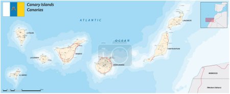Ilustración de Hoja de ruta del archipiélago español de las islas canarias - Imagen libre de derechos