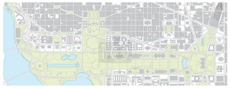 Téléchargez les illustrations : Carte vectorielle du National Mall à Washington DC, États-Unis - en licence libre de droit