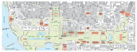 Illustration for Road map of the National Mall in Washington DC, United States - Royalty Free Image