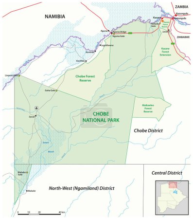 Téléchargez les illustrations : Carte vectorielle de Parc national de Chobe, Botswana - en licence libre de droit