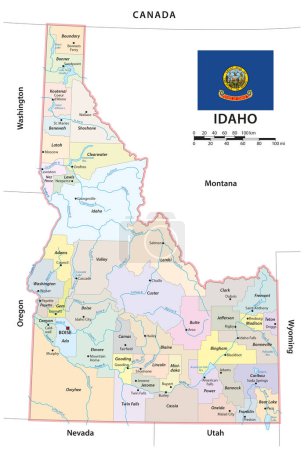 Illustration for Administrative vector map of the us american state of idaho - Royalty Free Image