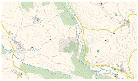 Ilustración de Mapa vectorial topográfico detallado ficticio con símbolos - Imagen libre de derechos