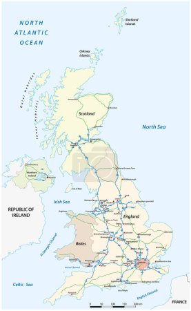 Illustration for Detailed motorway vector map of United Kingdom - Royalty Free Image