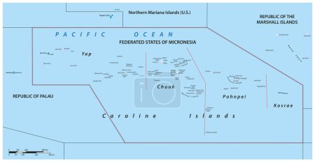 Ilustración de Mapa vectorial político de los Estados Federados de Micronesia - Imagen libre de derechos