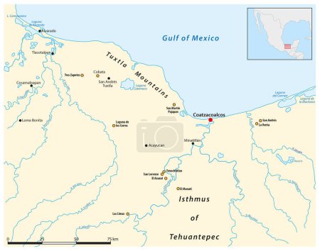 Ilustración de Mapa de la zona cultural olmeca en la costa sur del golfo de México - Imagen libre de derechos