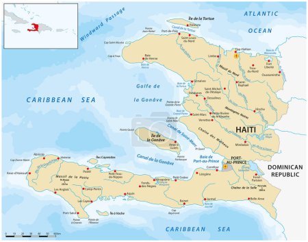 Ilustración de Mapa vectorial del país insular caribeño de Haití - Imagen libre de derechos