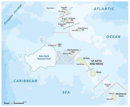 Téléchargez les illustrations : Carte du parc national néerlandais Saba Bank dans la mer des Caraïbes - en licence libre de droit