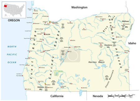 Carte vectorielle de l'État américain de l'Oregon