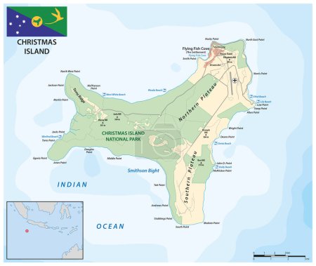 Ilustración de Mapa de Australias Isla de Navidad en el Océano Índico - Imagen libre de derechos