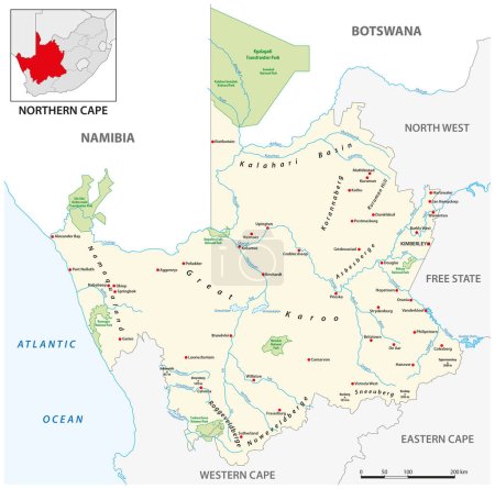 Ilustración de Mapa vectorial de Provincia del Cabo Norte, Sudáfrica - Imagen libre de derechos