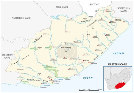Ilustración de Mapa vectorial de Cabo Oriental mapa, Sudáfrica - Imagen libre de derechos