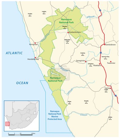 Ilustración de Mapa del Parque Nacional Namaqua, Sudáfrica - Imagen libre de derechos