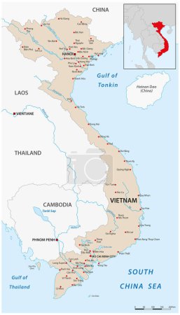 Ilustración de Mapa vectorial del país asiático de Vietnam - Imagen libre de derechos