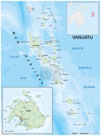 Illustration for Vector map of the Melanesian island state of Vanuatu - Royalty Free Image