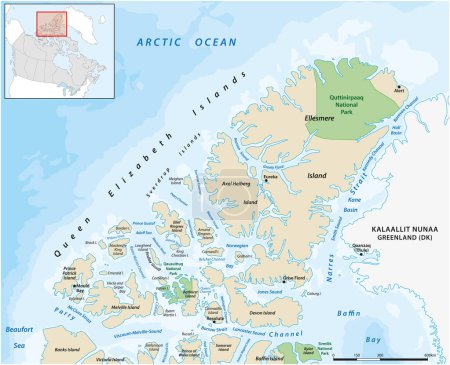 Carte vectorielle des îles canadiennes de la Reine-Élisabeth