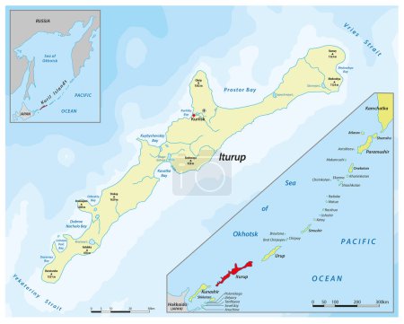 Téléchargez les illustrations : Carte vectorielle des îles Kouriles russes - en licence libre de droit
