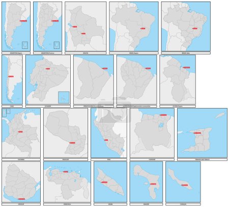 Ilustración de Mapas vectoriales administrativos de los estados de América del Sur - Imagen libre de derechos