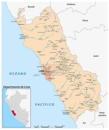Ilustración de Mapa vectorial de la región peruana de Lima - Imagen libre de derechos
