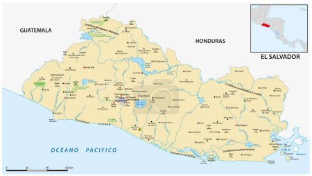 Téléchargez les illustrations : Carte vectorielle de l'état centraméricain d'El Salvador - en licence libre de droit