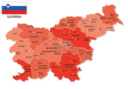 Illustration for Map of the twelve statistical regions of Slovenia - Royalty Free Image