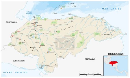Téléchargez les illustrations : Carte vectorielle de l'État centraméricain du Honduras - en licence libre de droit