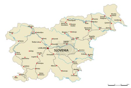 Mapa de las principales rutas ferroviarias de Eslovenia