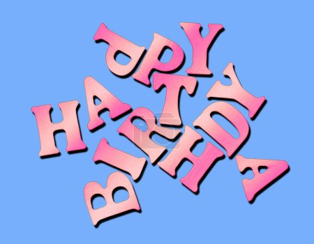 Photo for A Happy Birthday card design with jumbled letters in 3D illustration - Royalty Free Image