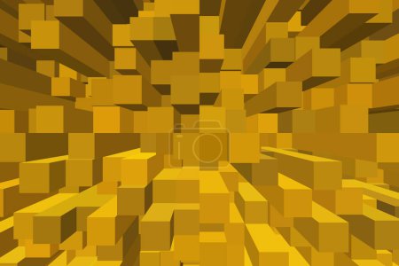 Photo for A fantasy landscape of yellow extruded blocks in 3D illustration - Royalty Free Image