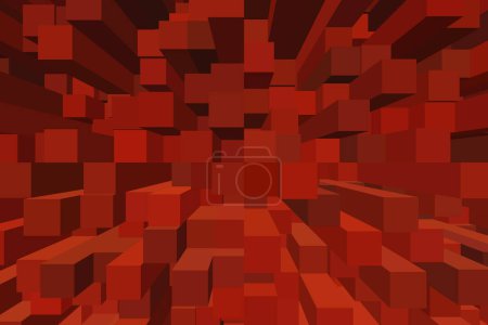 Photo for A fantasy landscape of extruded red blocks in 3D illustration - Royalty Free Image
