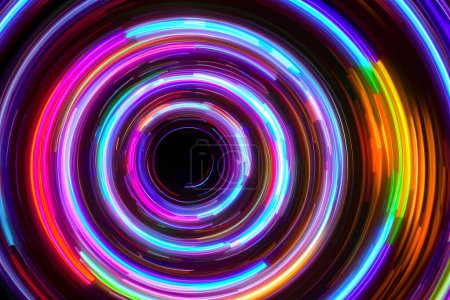 Téléchargez les photos : Cercles concentriques multicolores abstraits avec effet chromatique - en image libre de droit