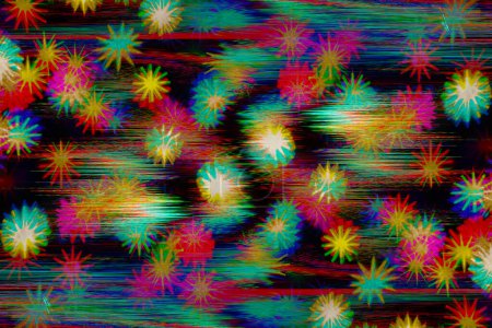Téléchargez les photos : Étoiles affichent glitch abstrait avec abération chromatique fond multicolore - en image libre de droit