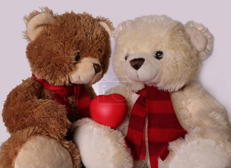 Photo for Two teddy bears with love heart - Royalty Free Image